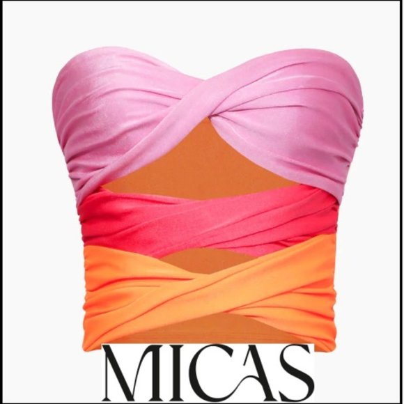 Cute Bandeau Tube Top Twisted Front Multi Colour Resortwear Beachy Poolside - Picture 2 of 8